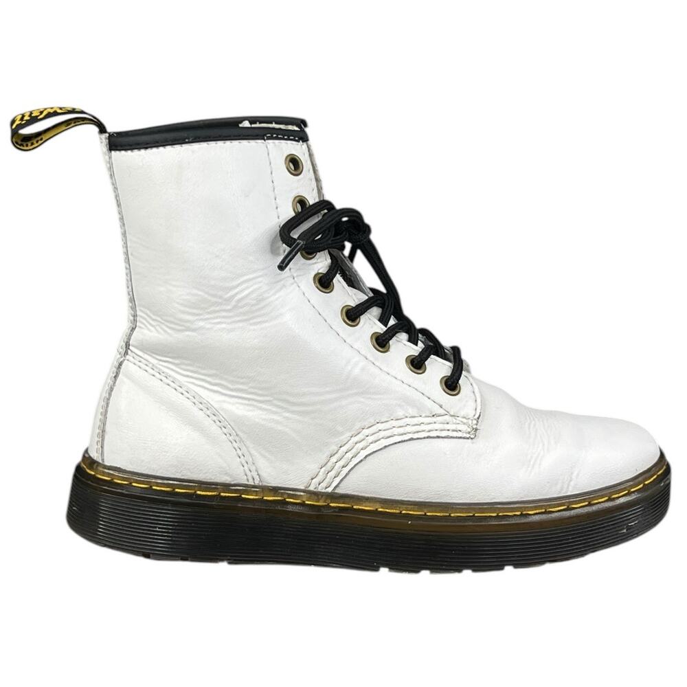 Dr. Martens Unisex Zavala White Leather Combat Boot Size M 5 W 6
